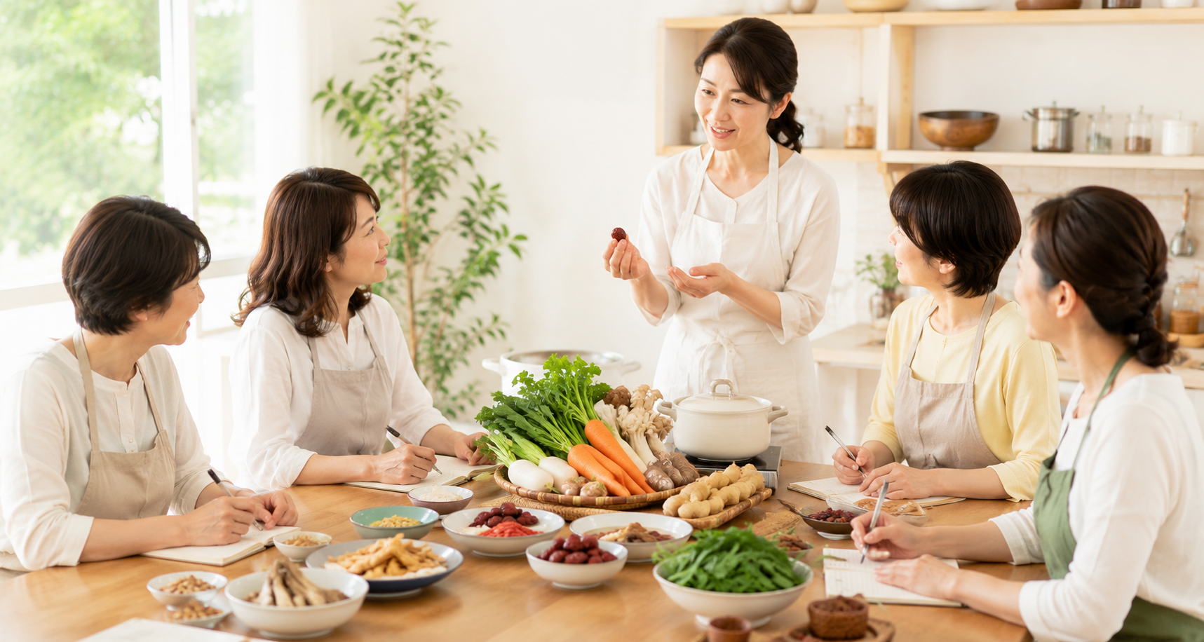 少人数制で温かい雰囲気の薬膳料理教室レッスン風景